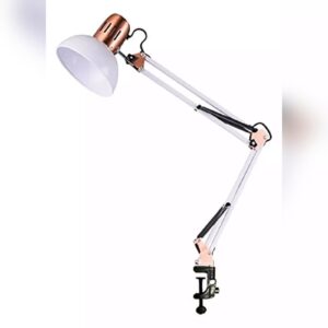 Luminária de Mesa Articulada Grande com Presilha - Branca Cromada