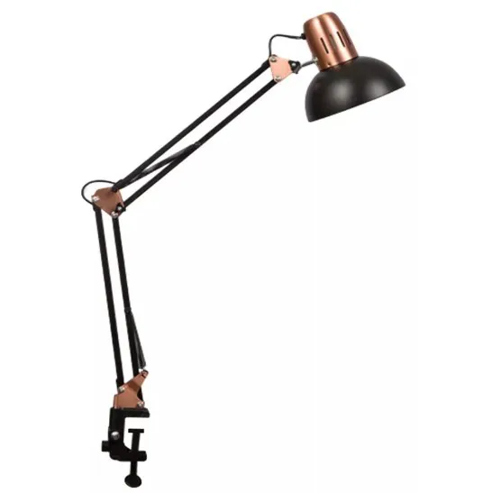 Luminária de Mesa Articulada Grande com Presilha - Preta Cromada