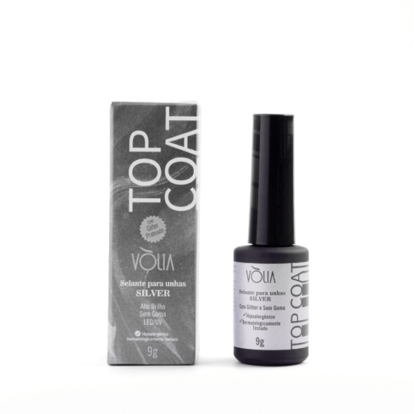 Top Coat Volia Frasco 9g - Silver (glitter prata)