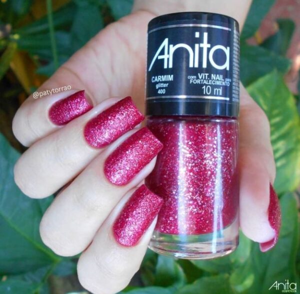 Esmalte Anita 10ml Glitter - Carmin