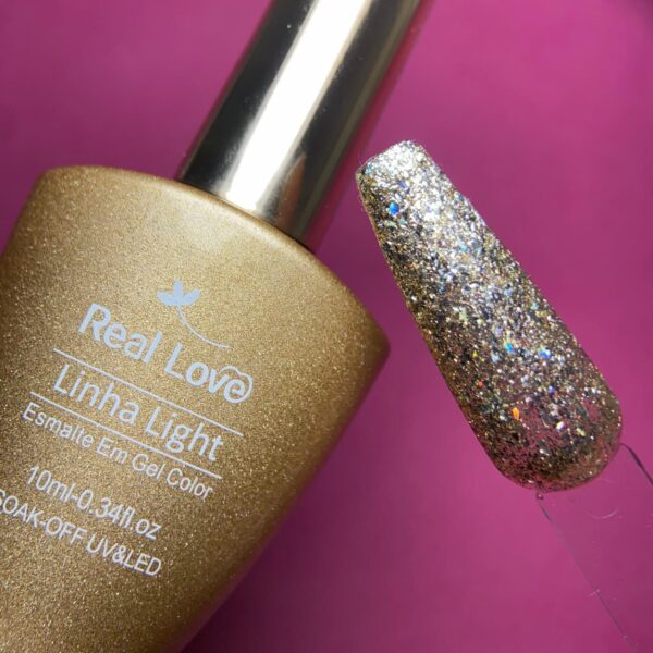 Esmalte em Gel Linha Light Dourado Real Love 10ml - Cor 005