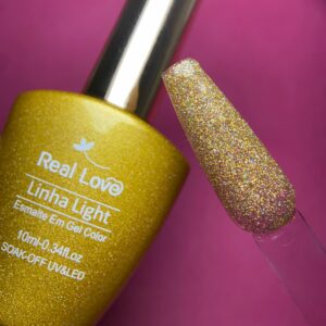 Esmalte em Gel Linha Light Dourado Real Love 10ml - Cor 006