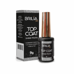 Top Coat com Glitter Brilia 9g - Shine Prata