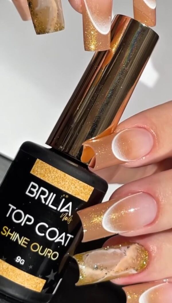 Top Coat com Glitter Brilia 9g - Shine Ouro - Imagem 3