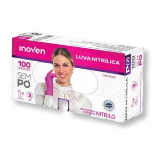 Luva Nitrílica Sem Pó Inoven 100un - Rosa P