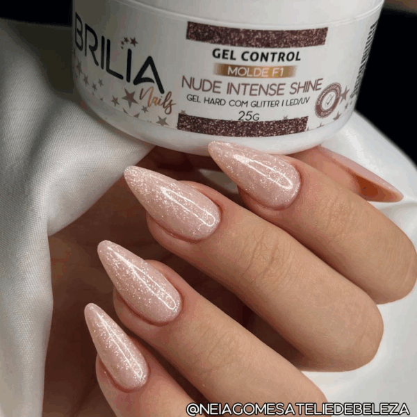 Gel com Glitter Hard Control Molde F1 Brilia 25g - Nude Intense Shine - Imagem 3