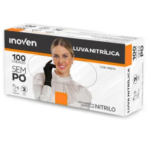 Luva Nitrílica Sem Pó Inoven 100un - Preta M