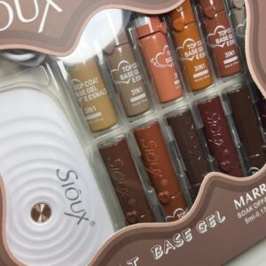 Kit 12 Esmaltes em Gel 3 em 1 + Mini Cabine Sioux - Coleção Marrom