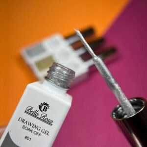 Esmalte em Gel Pincel Fino Bella Rosa 12ml - Prata 01