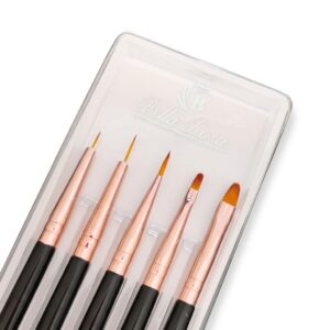 Kit 5 Pincel para Gel e Decoração Cabo Preto - Bella Rosa