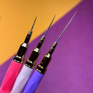 Kit 3 Pincel Fino Colorido com Tampa - Bella Rosa