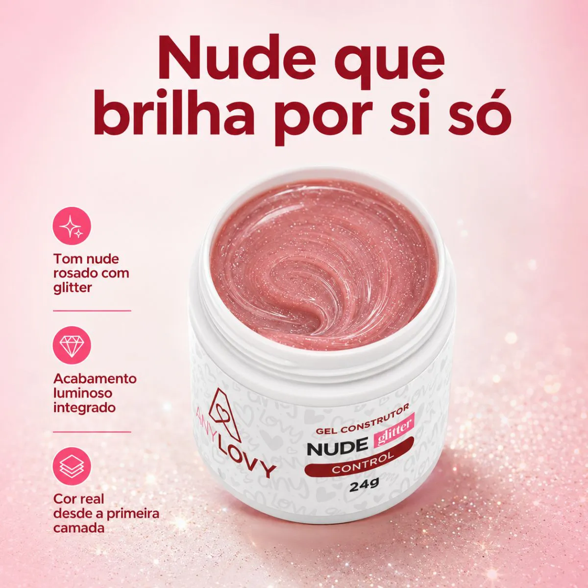 Gel Control AnyLovy 24g - Nude Glitter - Imagem 2