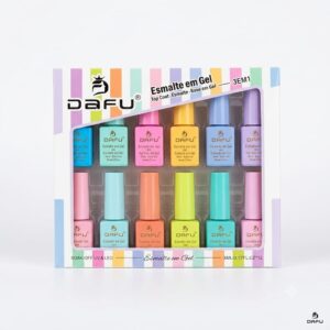 Kit Mini 12 Esmalte em Gel 3em1 Dafu - Coleção Pastel