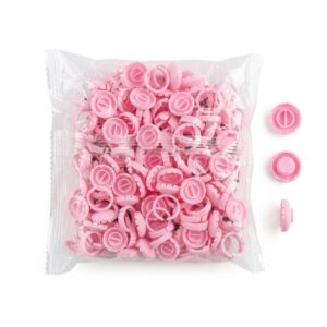 Anel Batoque Flor Para Cílios 100un - Rosa