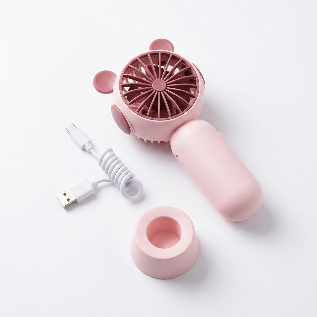 Mini Ventilador Recarregável com Base - Imagem 2